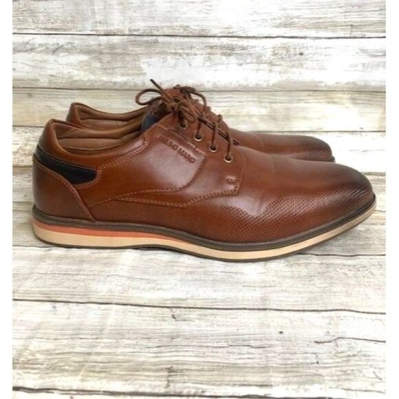 Men's Bruno Marc Brown Leather Lace-Up Dress Shoes Size 10.5 - Picture 5 of 9
